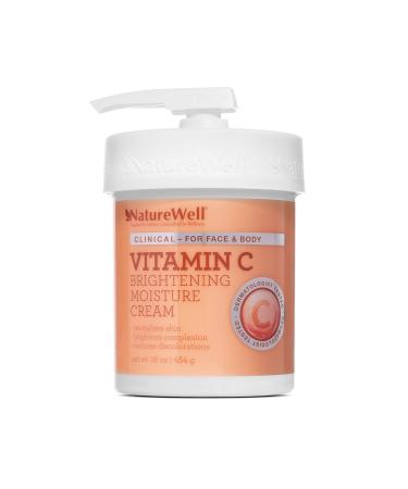 NATURE WELL Vitamin C Brightening Moisture Cream for Face  Body  & Hands  Visibly Enhances Skin Tone  Helps Improve Overall Texture  16 Oz 16 Ounce (Pack of 1)