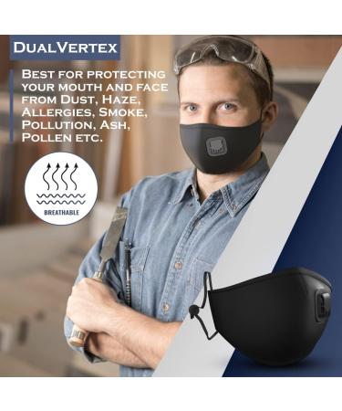 5 Layer Breathable Cotton Face Mask with Filter Reusable Black Face Masks Washable Uk with Adjustable Ear Straps Nose Wire & Replaceable Filters for Unisex Black 5 - Buy Online on GoSupps.com