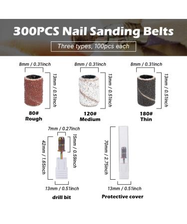 300PCS HUIANER Nail Sanding Belts Set for Nail Drill Bits - 80#120#180# - Manicure Tools - Buy Online on GoSupps.com