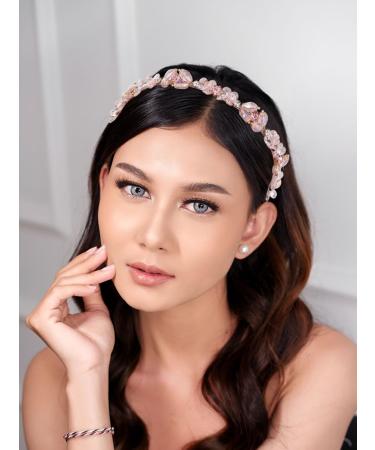 IYOU Glitter Rhinestone Headband Pink Crystal Hair Bands Thin Retro Party Prom Hair Accessories for Women and Girls - Buy Online on GoSupps.com