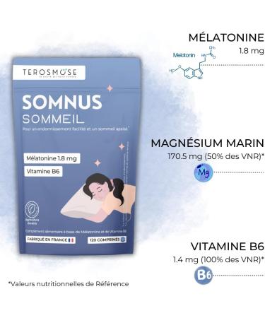 Somnus M latonine 1 8 mg Compl ment naturel sommeil Magn sium marin & Vitamine B6 Aide l endormissement & relaxation 120 comprim s Fabriqu en France - Buy Online on GoSupps.com