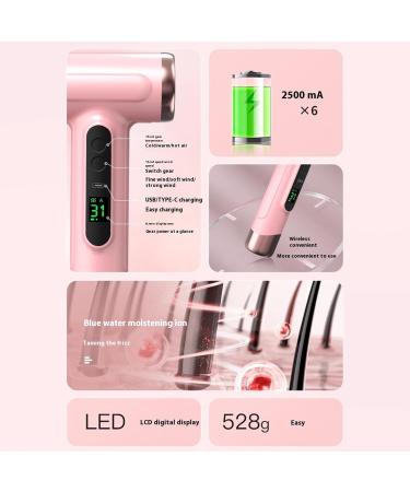 Hair Dryer with Diffuser Powerful Ionic Blow Dryer with 20W Plug for Fast Drying Travel Hair Blow Dryer Portable Rechargeable USB Cordless Hair Dryer for Home Dormitory (US) US Pinks - Buy Online on GoSupps.com