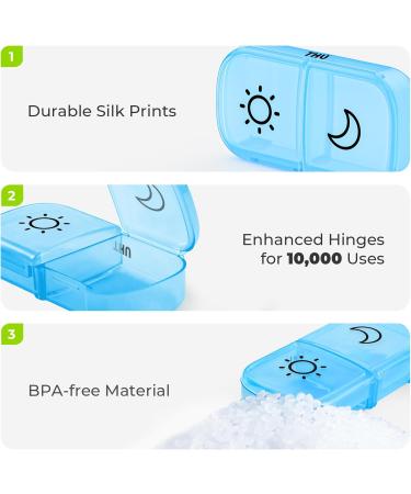 Buy AUVON Weekly Pill Organizer 2x Daily with Leather Bag - Portable 7-Day AM PM Pill Box for Vitamins & Medications - Buy Online on GoSupps.com
