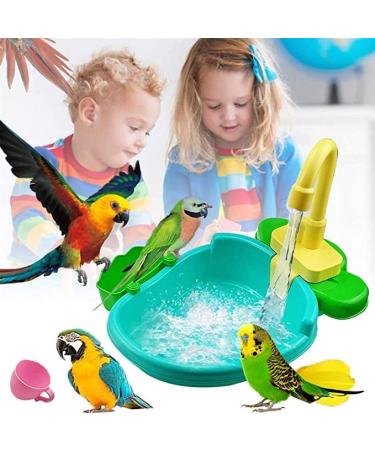 JZRH Parrot Automatic Bathtub Toys with Faucet | Multifunctional Shower Box for Small Birds | Birdbath & Fountain Combo | Bird Feeder Bowl in Four Colors - Green - Buy Online on GoSupps.com