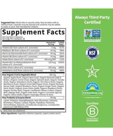 Larksh E N Omegas Gardens Life Vitamin Code RAW BComplex Energy & Metabolism Support 120 vcaps - Buy Online on GoSupps.com