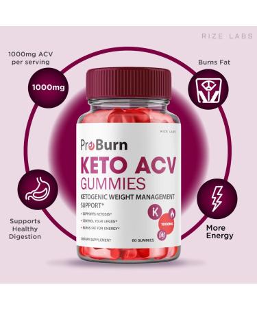 Pro Burn Keto Gummies with Apple Cider Vinegar - Weight Loss Energy Booster (60 Gummies) - Buy Online on GoSupps.com