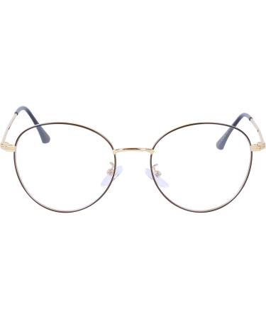 Joxigo Retro Round Anti-Blue Light Computer Glasses - UV Protection No Prescription Metal Frame - Black & Gold with Protective Case - Buy Online on GoSupps.com