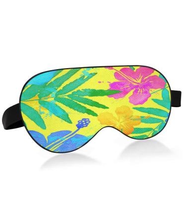 Sleep Mask Light Blocking Bright Tropical Flowers Eye Mask for Sleeping with Adjustable Strap Vivid Soft Lightweight Eye Cover Blindfold for Men Women Work Travel Naps