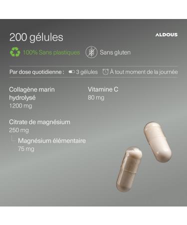 Collag ne Marin - Type 1 et 3 Brevet Naticol - 200 g lules avec Magn sium Vitamine C - Cheveux Peau Ongles Os et Articulations - Collagene Marin Gelules Peptides de Collag ne Hydrolys - ALDOUS - Buy Online on GoSupps.com