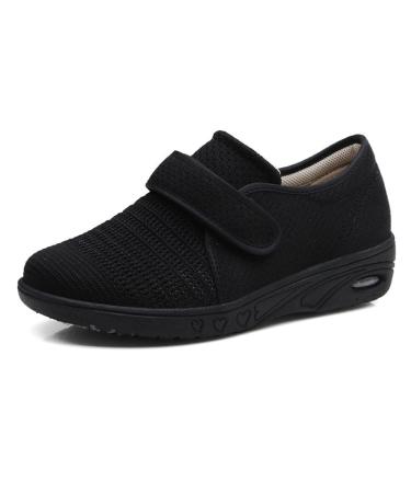 KXSM Women's Open Toe Diabetic Sandals Adjustable Closure Swollen Slippers Extra Wide Orthopedic Footwear Anti-Skid for Swollen Arthritic Feet Hallux Valgus Black 43 43 Black