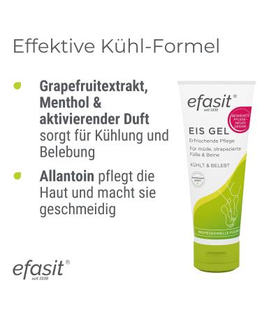 efasit Ice Gel 75 ml - Cooling Gel for Feet & Legs with Menthol & Grapefruit Extract | Refresh & Invigorate Your Skin - Buy Online on GoSupps.com