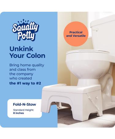 Squatty Potty Fold N Stow Compact Toilet Stool - White - 7 Inches - 1 lb - Buy Online on GoSupps.com