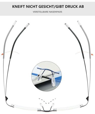 Buy Lanomi Marginal Reading Glasses with Blue Light Filter - Ultra Light Metal Frameless for Men & Women - Classic Gunmetal 1.5 Diopters - Buy Online on GoSupps.com