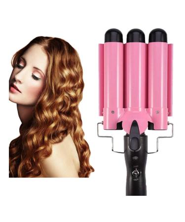 3 Barrel Hair Curling Iron Wand Temperature Adjustable 32mm Hair Waver(Pink)