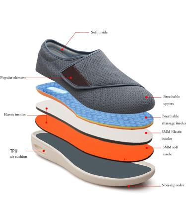 Women's Anti-Slip Diabetic Shoes with 3 Pairs of Insoles - Size 8.5 Dark Gray - Buy Online on GoSupps.com