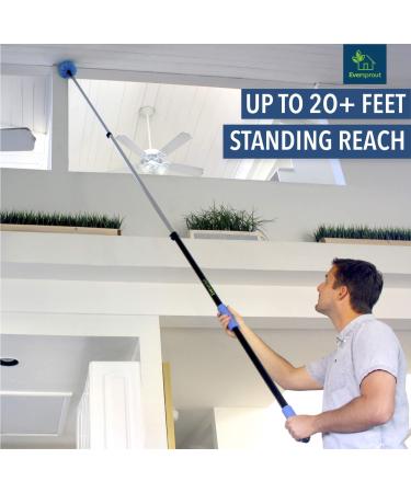 Eversprout 20 Ft Reach Cobweb Duster with 12ft Extension Pole | Medium-Stiff Bristles | Lightweight 3-Stage Aluminum | Indoor & Outdoor Use - Buy Online on GoSupps.com