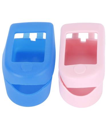 Blood oxygen protective cover silicone-finger tip pulse protective cover travel storage protective cover blue and pink type oximeter protection Alvinlite