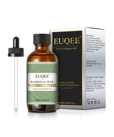 EUQEE Bamboo & Teak Fragrance Oil 60ml Premium Grade Aromatherapy Fragrance Oils Fragrance Essential Oils for Diffusers for Home DIY Candle Making Bamboo & Teak 60.00 ml (Pack of 1)