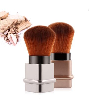 RN BEAUTY Retractable Kabuki Makeup Brushes - Golden | Professional Mineral Blending Buffing Brush with Cover - Buy Online on GoSupps.com