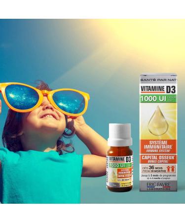 Vitamin D3 - Natural Vitamins D3 and Vitamin E - Strengthens Bone Capital and Immune System for All - Pack of 3 Dropper 20 ml (+1200 Drops) - French Laboratory Eric Favre - Buy Online on GoSupps.com
