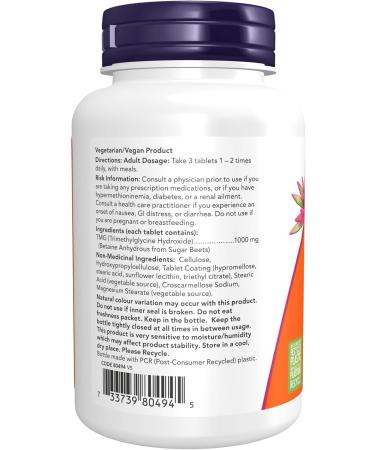 NOW Tmg (Trimethylglycine) Tablets 1000mg 100 Count - Buy Online on GoSupps.com