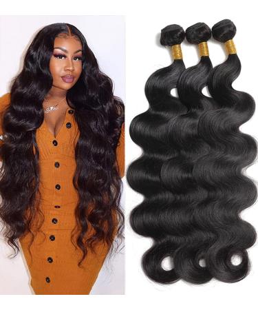 Body Wave Bundles Human Hair (20 22 24Inch) 10A Brazilian Human Hair Bundles Body Wave 3 Bundles 100% Unprocessed Brazilian Virgin Hair Body Wave 3 Bundles Human Hair Extensions Natural Black Color 20 22 24 Body Wave 3 B...