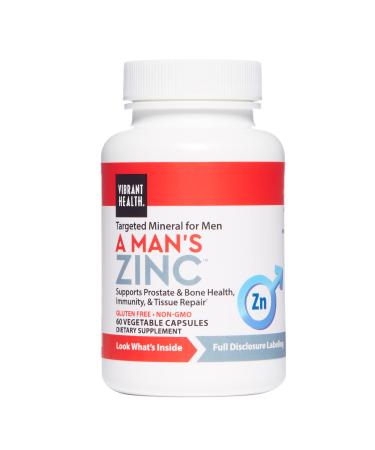 Vibrant Health A Man's Zinc Prostate Immune and Bone Health Formula 60 Capsules Standard Packaging