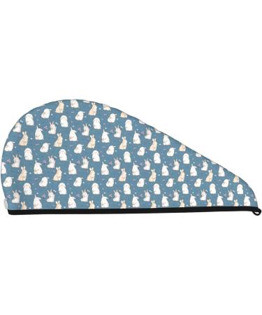 Hand Drawn Rabbit Microfiber Hair Towel - Soft & Absorbent Quick Dry Wrap for Long Curly Thick Hair - Coral Velvet for Women - Buy Online on GoSupps.com