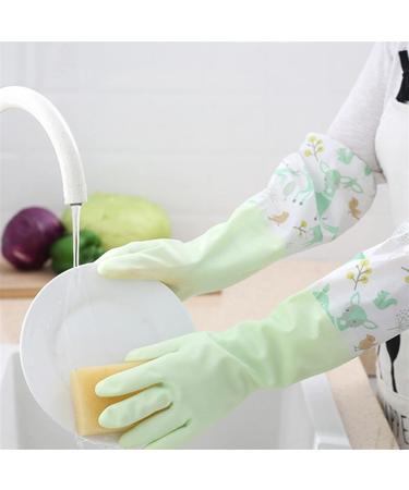 SEPTAM Cleaning Gloves Dishwashing Gloves Single Layer Household Chore Splicing Sleeve Waterproof Gloves Plush Elastic Band Mouth Rubber Gloves (Color : Pink Size : Medium) - Buy Online on GoSupps.com