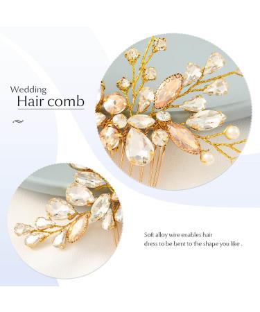 Gold Rhinestone Wedding Hair Comb - Catey Crystal Bride Hair Accessory - Buy Online on GoSupps.com