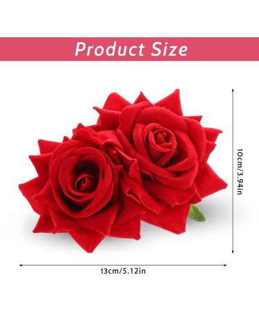 Qianyu Rose Flower Hair Combs Red Rose Flower Bohemia Flannel Elegant Hairpins Bride Hanfu Costume Hair Clips Decor Accessories for Women Girls Party Wedding Mother's Day Headpieces - Buy Online on GoSupps.com