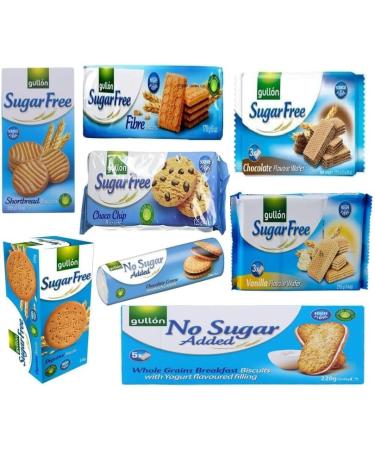 Gullon Sugar free | No Added Sugar | Diabetic Luxury Mixed Biscuits Assorted Variety Pack of 8 perfect for gifting friends & Family All Occasions Hamper