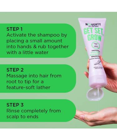 Noughty 97% Natural Get Set Grow Shampooing paississant pour optimiser la sant du cuir chevelu stimuler les racines et favoriser la croissance des cheveux avec germes de pois de jardin biologiques - Buy Online on GoSupps.com