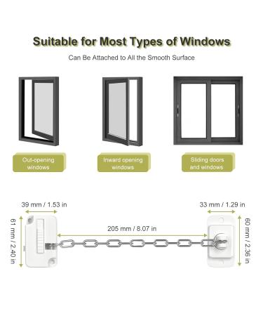 Buy Aosite Window Fuses for Children - Door Window Backups Drawer Locks & No-Drill Door Locks - 2 Pack White - Buy Online on GoSupps.com