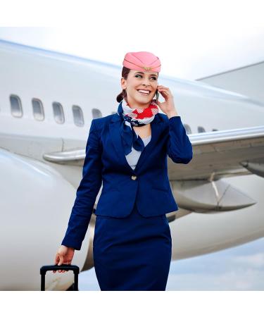 TENDYCOCO Women Stewardess Hat Felt Flight Attendant Air Hostess Hat Cosplay Costume Headwear Accessories for Halloween Party Supplies Pink One Size - Buy Online on GoSupps.com