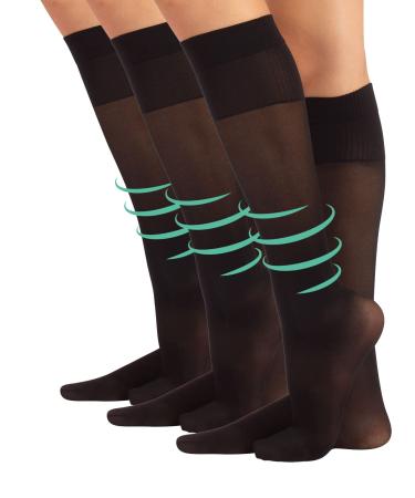 Calcitaly 3 pair of compression stockings |Knee support stockings with high compression 10 mm/hg |Black skin color |35/38 39/42 |70 den |Made in Italy 35-38 3 x black