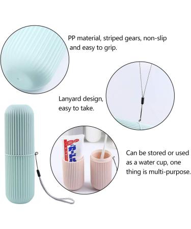 Yueser Travel Toothbrush Set - 2 Portable Toothbrushes Toothpaste Case & Storage Cup for Camping & Outdoors - Buy Online on GoSupps.com