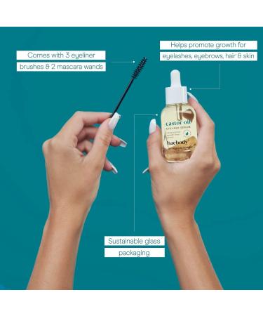 Baebody Castor Oil Eyelash Serum 1 fl oz - Boost Lash Growth & Nourishment - Buy Online on GoSupps.com