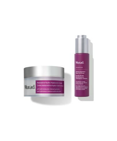 Murad Whole Hydration Combo - Full Size Restorative Hydro-Hyaluronic Face Cream and Cellular Hydration Repair Oil Drops for Boosting Radiance Skin Barrier and Texture Set of 2