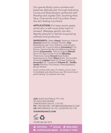 Sukin Soothing Body Lotion for Sensitive Skin - 500ml (16.91 fl oz) | Natural Moisturizer - Buy Online on GoSupps.com
