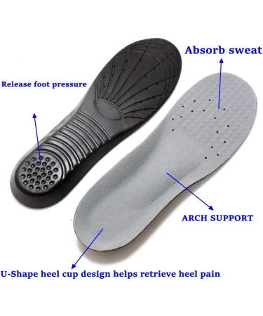 Memory Foam Shoe Insoles for Shock Absorption & Foot Relief | Men & Women Comfort Insoles M 6-9/W 7-11 Black - Everyday Use - Buy Online on GoSupps.com