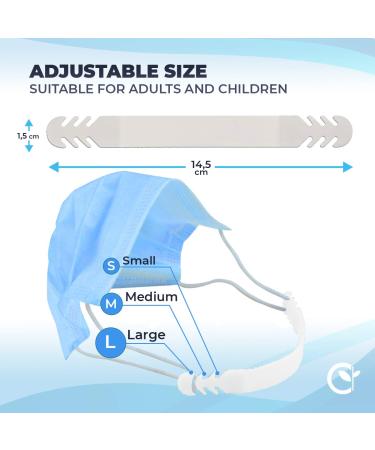 White Silicone Mask Extenders - Set of 5 | Ear Savers for Pain Relief | Adjustable, Reusable, Anti-Slip | Mask Strap Extension Hooks - Buy Online on GoSupps.com