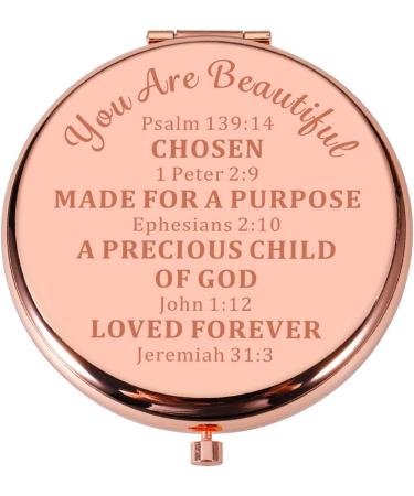 Inspirational Christian Compact Makeup Mirror for Women - Bible Verse Gift for Daughter, Sister, Friends - Ideal for Birthdays, Christmas, Baptism - Religious Stocking Stuffer - Buy Online on GoSupps.com