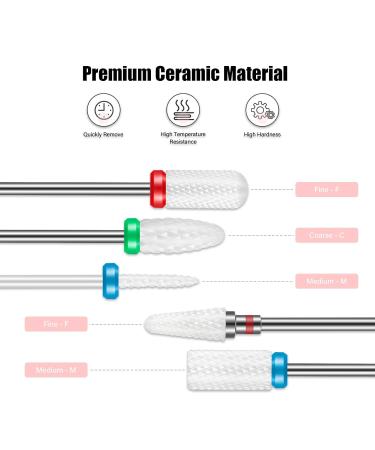 7-Part Ceramic Nail Drill Set for Acrylic Nails | Professional 3/32 Diamond Drill for Gel Cuticles Manicure & Pedicure - Gold - Buy Online on GoSupps.com