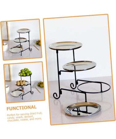 FELTECHELECTR 1 Set Three Tier Fruit Bowl Perfume Display Stand Fruit Dish Food Tray for Desktop Snack Basket Fold Silver 24x23cm - Buy Online on GoSupps.com