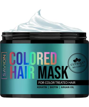 Savion Hair Mask for Color Treated Hair - Repair Dry Damaged Colored/Dyed/Bleached Hair - CUTIFLEX5 Complex with Natural Keratin Protein  Biotin  Collagen & Natural Oils - Made in The USA Colored Hair Mask