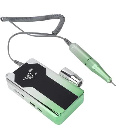 Electric Nail Drill Portable Rechargeable Polishing Speed Adjustable Nail Grinder Silver Green Gradient 40 000RPM with 6 Heads for Home Salon Use - Buy Online on GoSupps.com