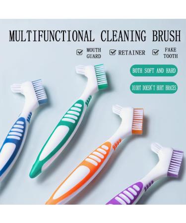 4 Packs Denture Brush Double Bristle Head Denture Brush Denture Cleaning Brush Multi-Layered Bristles False Teeth Brush for Denture Care - Buy Online on GoSupps.com