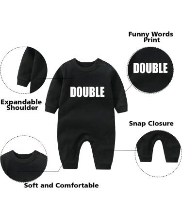 Culbutomind Baby Twins Bodysuits Double Trouble Romper Set with Hat | Unisex Newborn Outfit Black BT 0-3 Months - Buy Online on GoSupps.com