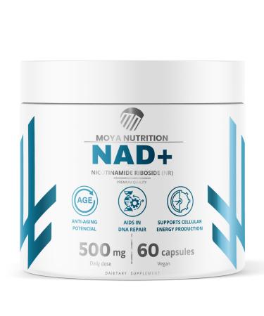 NAD |Nicotinamide ribosides chloride |60 capsules 15 gram pure powder |NMN replacement |For antiaging and more energy |Large pack |Vegan and gluten -free |Nad Booster |NAD Plus |Moya Nutrition